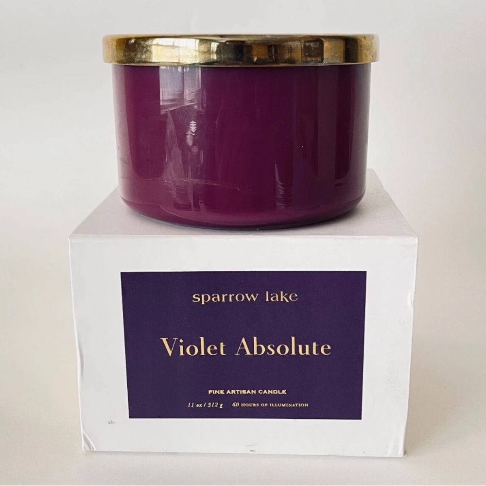 SPARROW Lake "Violet Absolute" Gold-Lid Luxury Artisan Candle 60 Hours 11oz
